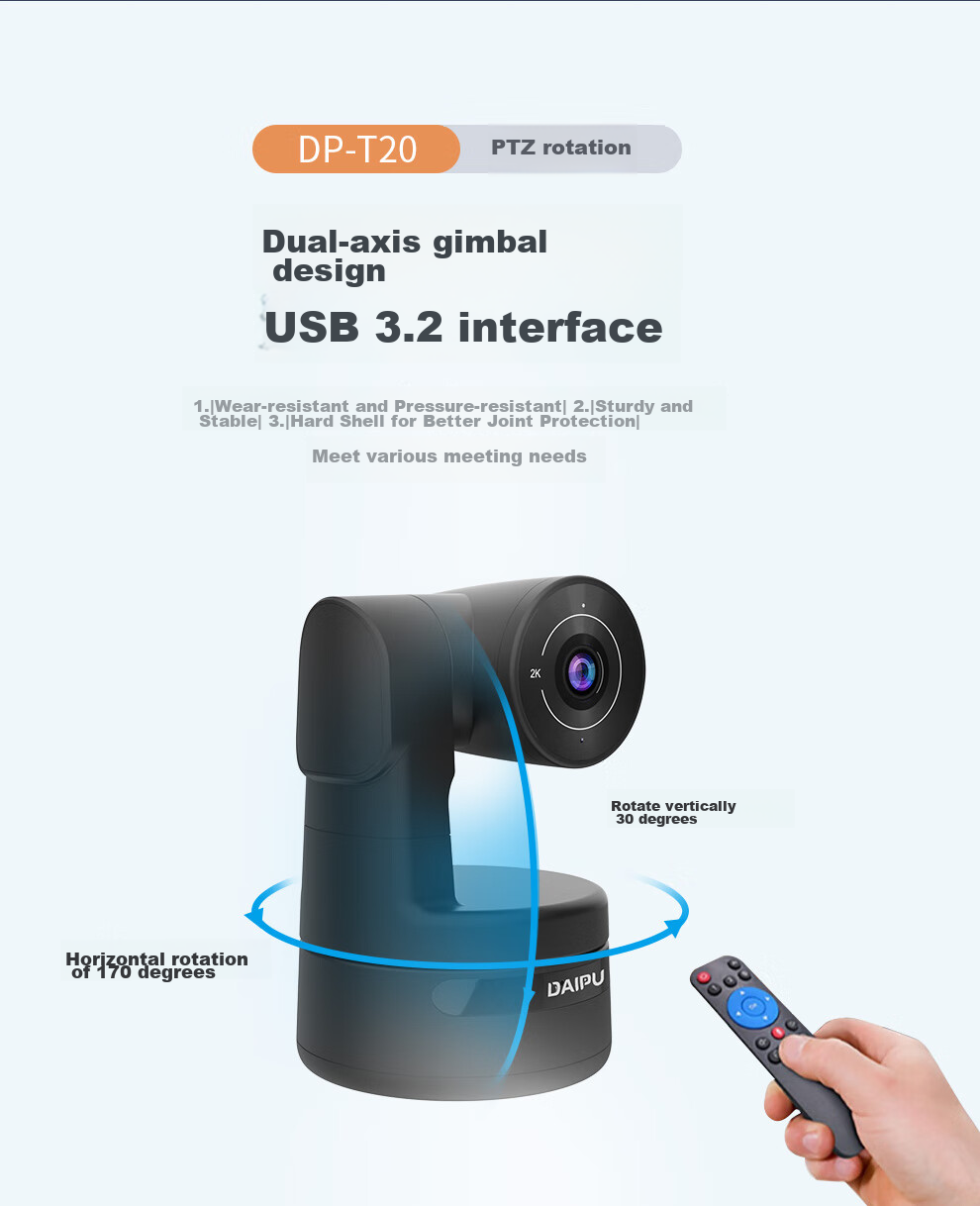 DAIPU Video Conference DP-T20 Camera, 4K Ultra-High Definition Camera, Wide-Angle Desktop Office USB Wireless Bluetooth Conference Omnidirectional Microphone Set 8