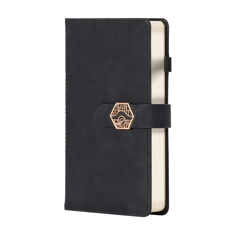 SHEN SHI A6 Chinese Style Trendy Notebook, 140 Sheets/280 Pages, Thickened Window Pattern Cover, Stylish Journal, Diary, Homework Book, Customizable, 40-97 Black, 1 Book