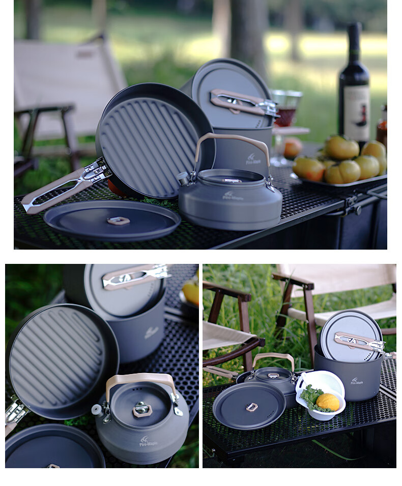 FIRE-MAPLE Banquet 4 Special Edition Outdoor Stove Camping Equipment Cookware Frying Pan Kettle Portable Pot Set Tea Brewing Stove 6