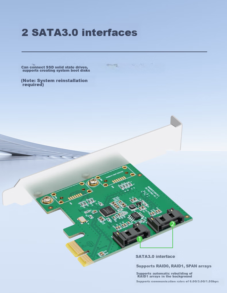 EB-LINK PCIe to SATA Eight-Port SAS Expansion Card, 8-Port RAID Disk Array Card, HDD SSD Solid State Drive Adapter Card, Can Be Used As System Drive, Supports RAID0/1 8