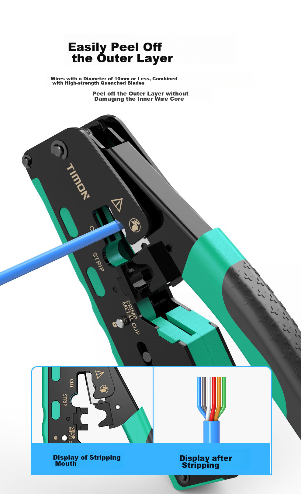 TIMON Multi-Functional Wire Stripper And Crimper, Suitable for Network Cable Patch Panels And Network Module Tools, Wire Stripping Tool, Small Yellow Knife, 1 Piece 5