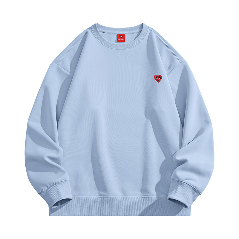 Chaersitaoxin [Bailu & Wang Churan Same Style] Sweatshirt for Men And Women, Couple Matching Round Neck Loose Fit Youth Base Layer, Jingtai Blue L
