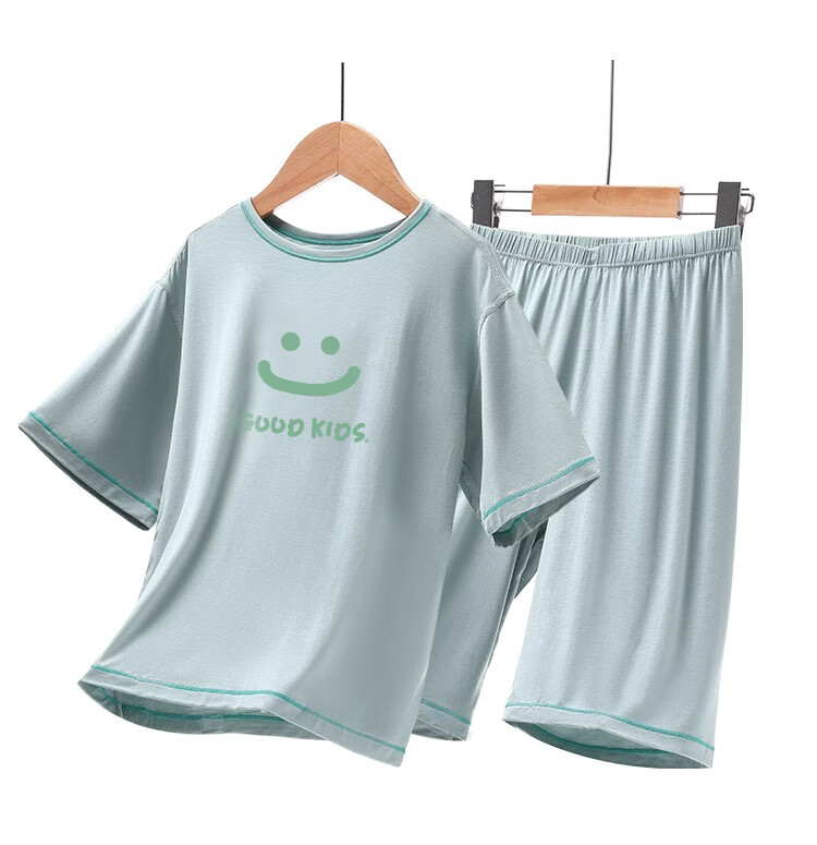 LangSha Children's Pajamas, Boys And Girls Spring And Summer Thin Home Wear Set, Lightweight Breathable for Older Children And Babies, Air Conditioning Clothes, Size 110 25