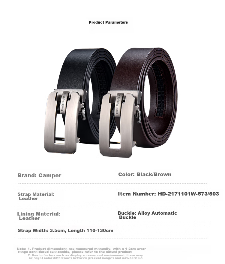 Hush Puppies Men's Genuine Leather Automatic Buckle Belt Fashion Business Trendy Birthday Gift for Boyfriend and Dad 9