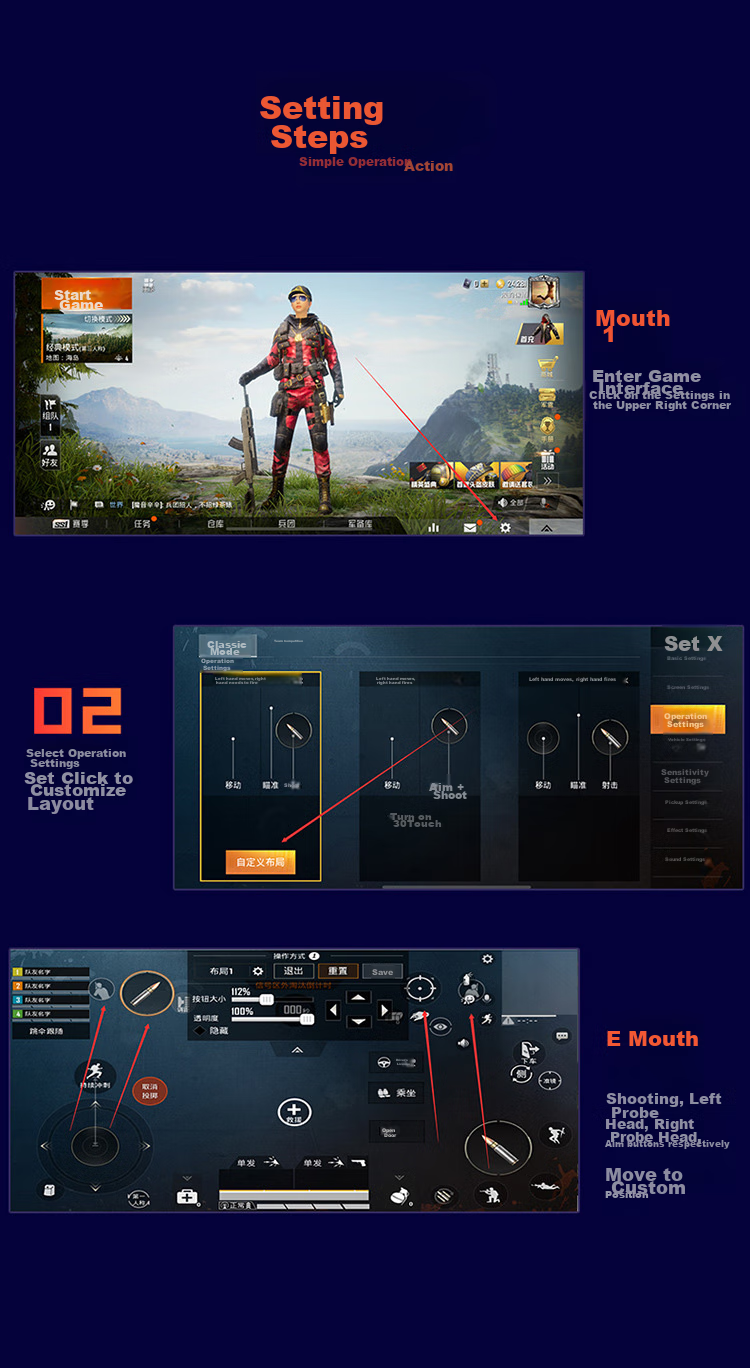 Qiaojiejie [Esports Recommendation] PUBG Mobile Gaming Keyboard Four-Finger Tap Button Shooting Assistant Mechanical Key Peace Elite PUBG Controller Compatible with Android And iOS 1