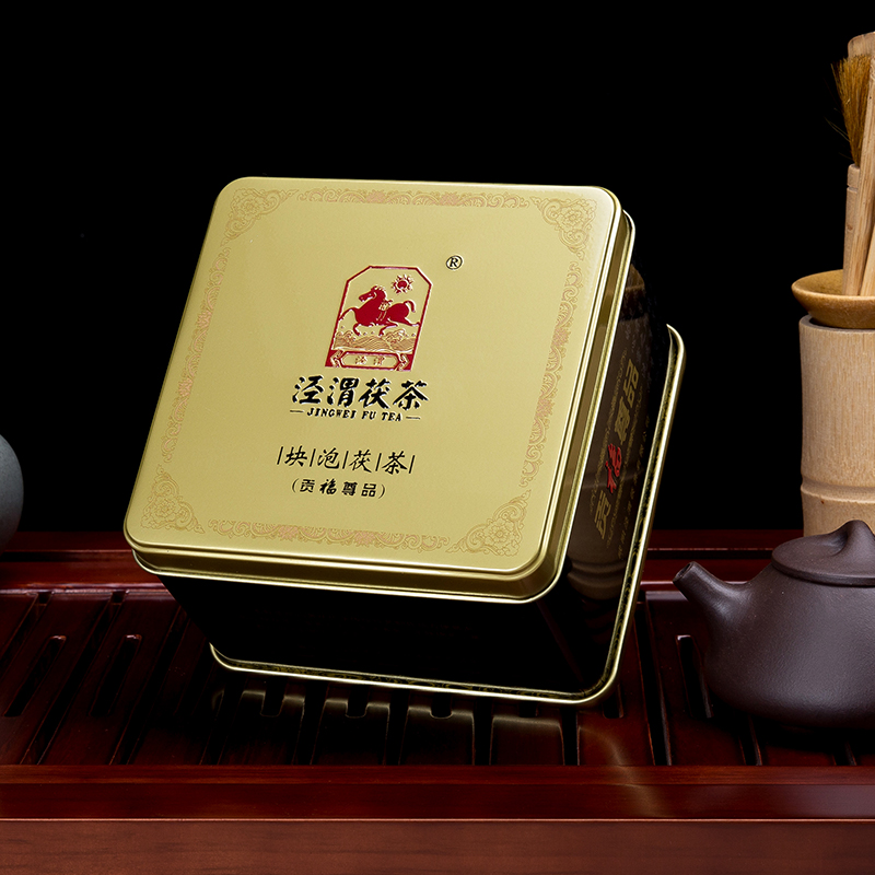 泾渭茯茶黑茶 过节礼盒 咸阳茯茶 陕西西安特产 金花茯砖茶  贡茯尊品280g