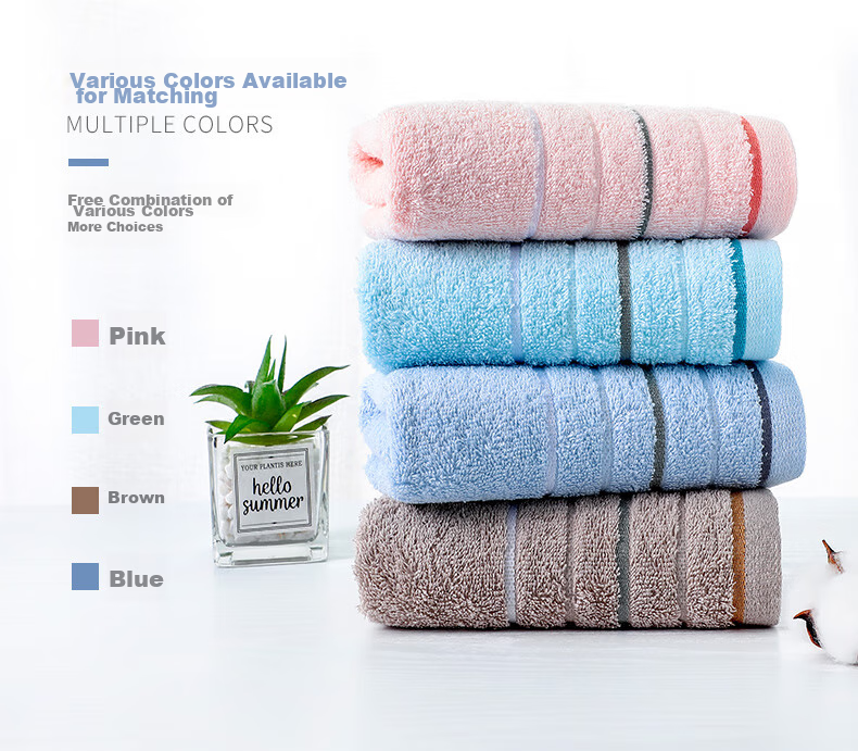 Grace Pure Cotton Couple Towels, Adult Soft Absorbent Terry Striped Face Towels for Men And Women, 10 Pieces, 80g/piece, Sports 7