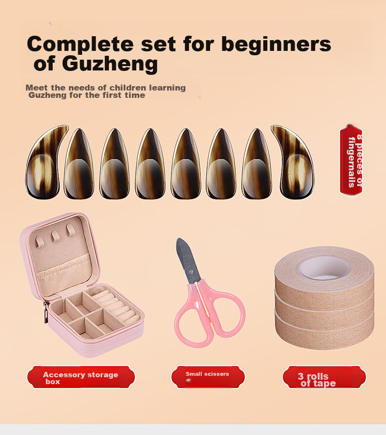 Maneryuepu Professional Ox Horn Guzheng Fingernails for Adults And Children, Tortoiseshell Color Grooved Style, Guzheng Accessories 1