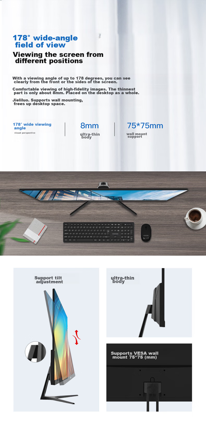 Coocaa Skyworth 31.5-inch 2K HD Large Screen Monitor Low Blue Light Narrow Bezel Wall-Mountable IPS QHD Gaming Office Desktop Display 32K15 9