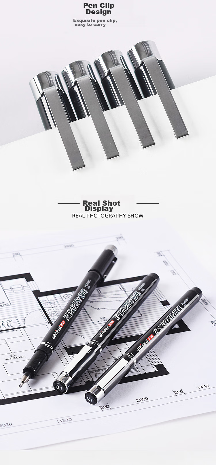 Genvana 0.5mm Double-Line Needle-Tip Pen Drawing Architect Exam Special Tool Dual-Tip Pen Line Pen, 1 Piece G-09905 5
