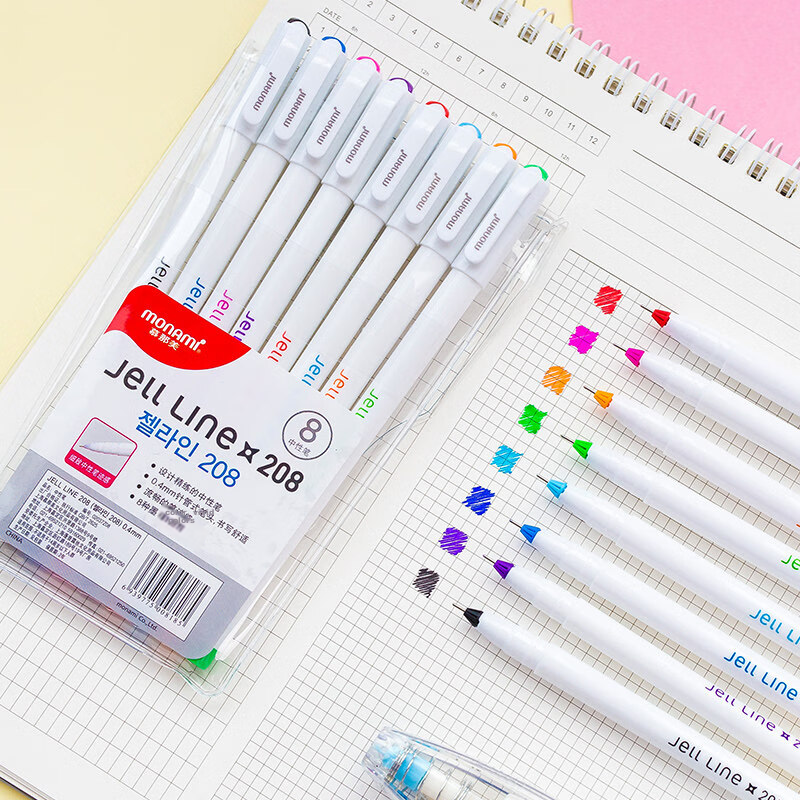 Monami [Back to School Essential] Monami (Monami) 02037Z08 Needle-Tip Water-Based Marker Pen, 0.4mm, 8-Color Set
