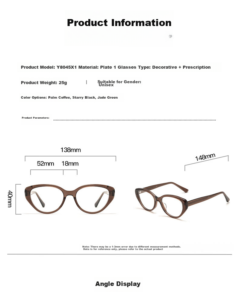 Cuntiandaofu Blue Light Blocking Glasses, Myopia Glasses, Cat Eye Glasses for Bare Face, Orange Frame, Left And Right Eyes 200 Degrees 21