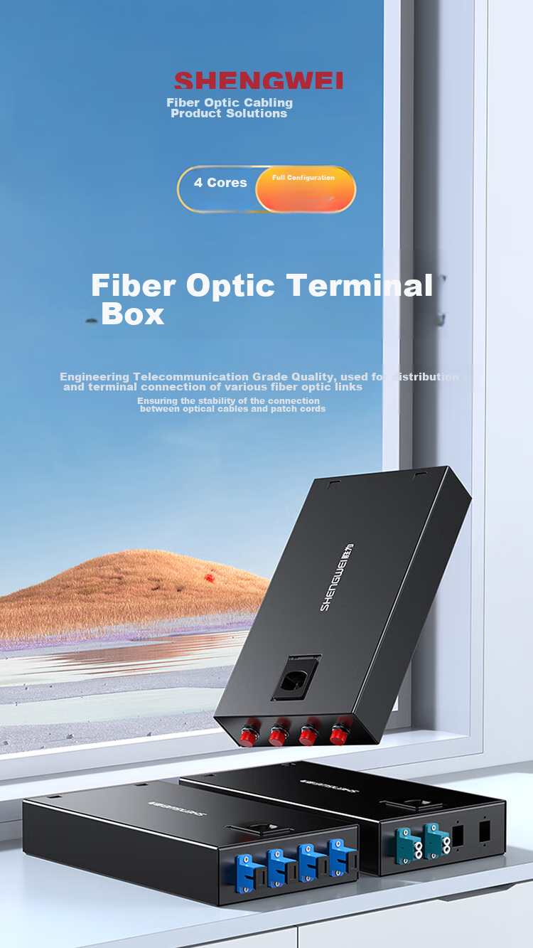 Shengwei Fiber Optic Terminal Box, 8 Ports 8 Cores Single-Mode SC Fully Equipped Pigtail Flange Plate, Desktop Fiber Optic Fusion Splice Box, Fiber Optic Splice Tray Wiring Rack, FWBO-188S 1