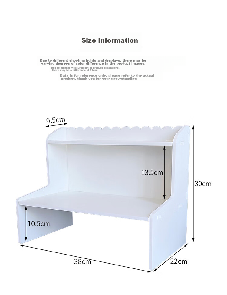 Ourunzhe Storage Rack, Desktop Organizer Shelf, Multi-Layer Storage Rack for Cosmetics, Small Shelf, White Double-Layer Medium Size 2