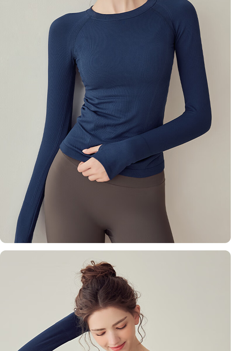 XUEXIMAN Yoga Top for Women, Spring And Autumn Style, Seamless High-Elastic Slimming Sports Long Sleeve, Running Quick-Dry Training Pilates T-Shirt 12