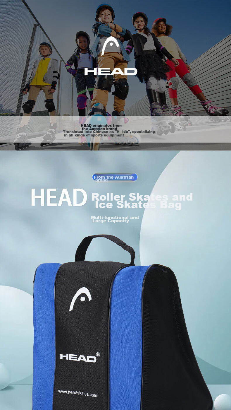 HEAD Roller Skating Bag Storage Backpack for Inline Skates, Roller Skates, Helmet And Protective Gear, Dedicated Single-Shoulder Bag HES22 Pink 1