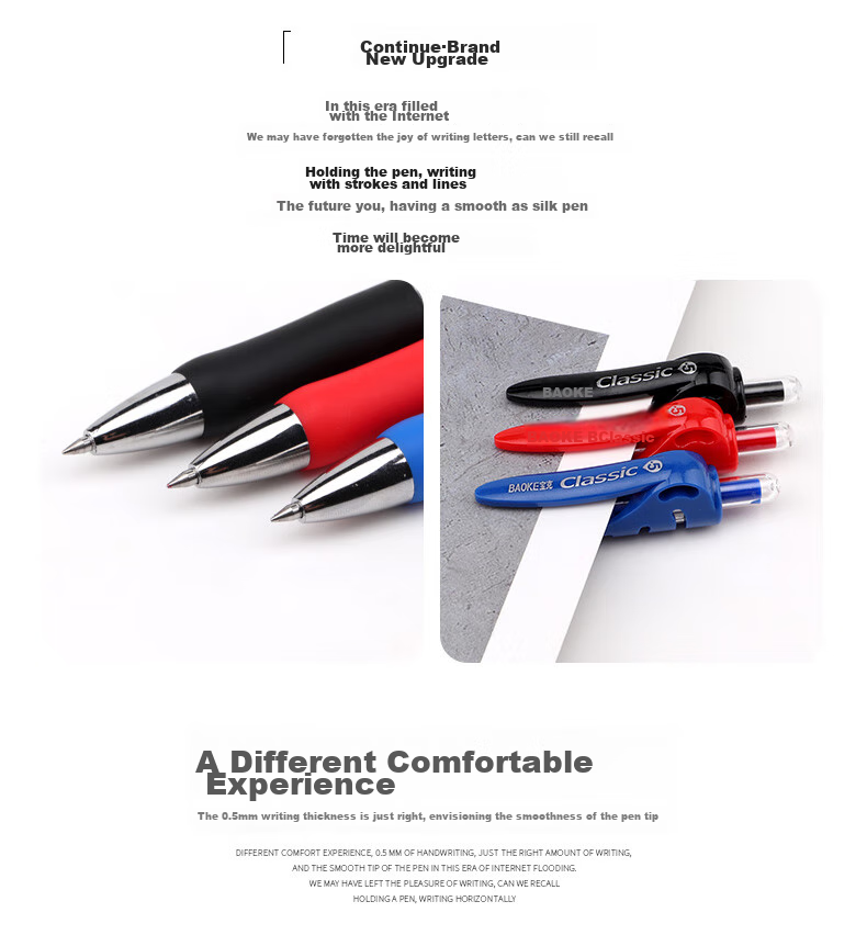 BAOKE A35 0.5mm Red Retractable Gel Pen Office Signing Pen Bullet Tip Water-Based Pen 12 Pcs/box 11