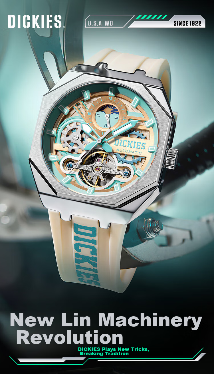 Dickies Mechanical Watch, Student Men's Fully Automatic Skeleton Luminous Watch, Mechanical Gift for Boyfriend, Valentine's Day Present, CL-485 1