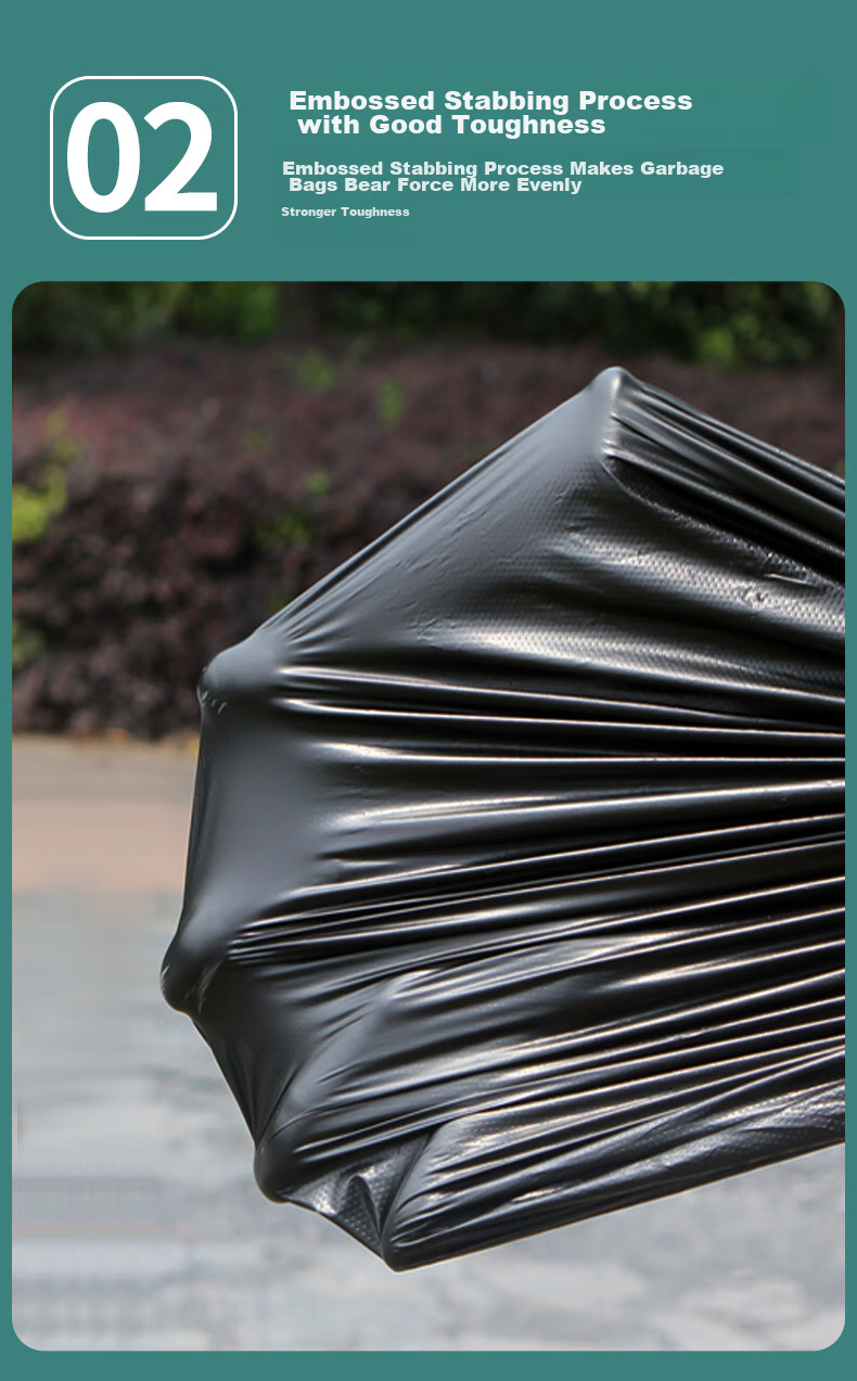 Mandelai Thickened Garbage Bags, Flat Top, 60*80cm, Double-Sided 3 Mil Thickness, 50 Count, Medium to Large Size Plastic Bags for Trash Can, Black 5
