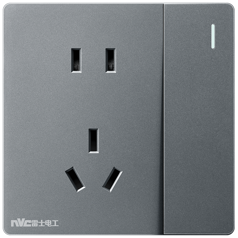 NVC Lighting Electrical Switch Socket Five-Hole Socket with Switch Single Control 86 Type Socket Panel N25 Matte Gray
