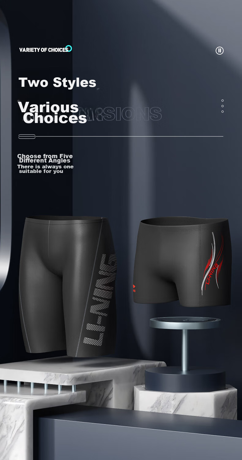 Li-Ning Swimming Trunks for Men, Elastic Comfortable Boxer Swimwear, Quick-Drying Non-Clinging Hot Spring Resort Men's Swim Shorts, Black LSSL125 XXXL 9