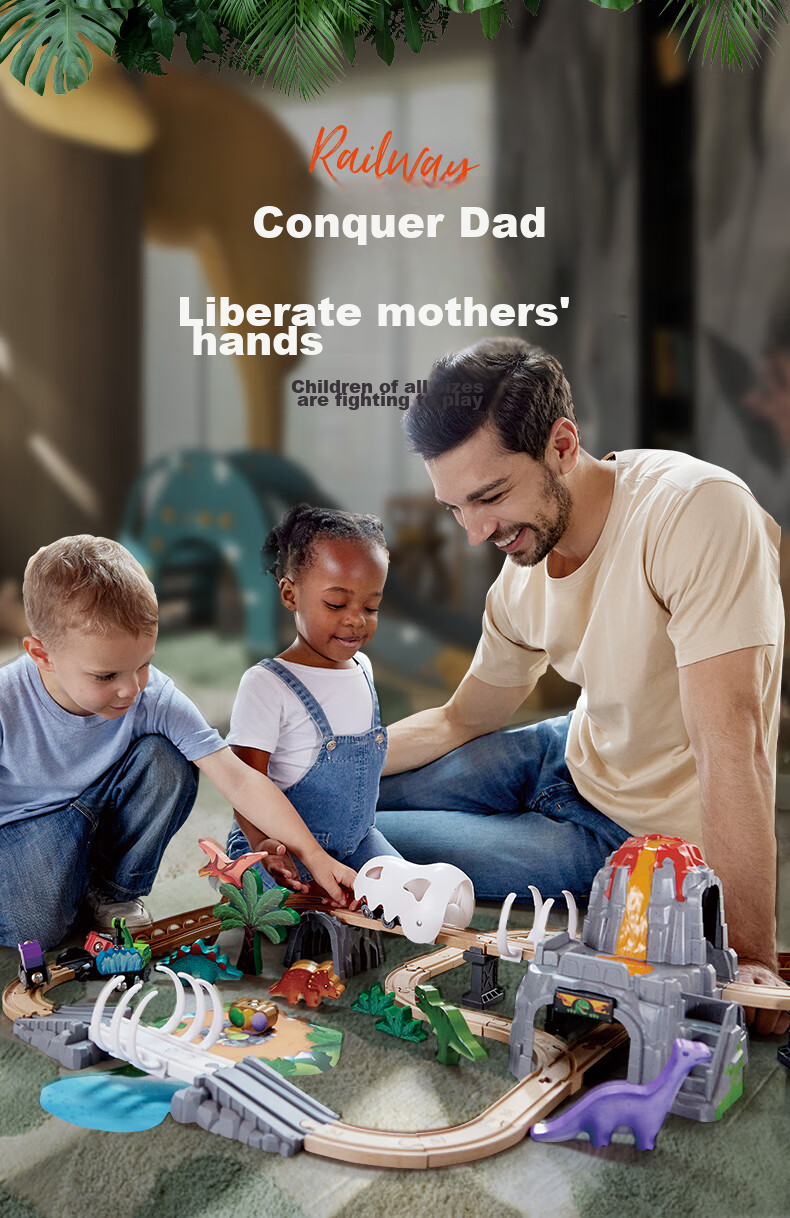 Hape Boys' Track Toy, DIY Assembly Train Track with Luminous Dinosaur Set, Gift for Boys Aged 3+, E3795 3