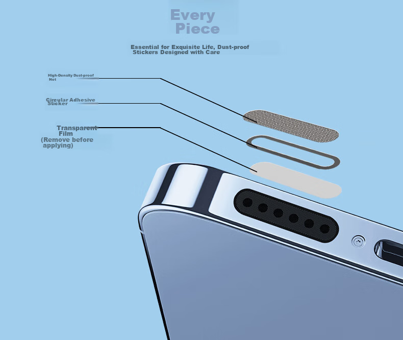 ESCASE Phone Speaker Dust Cover, High-Density Fiber Dust Plug, Earphone Mesh Sticker, Suitable for Apple IPhone 17 Pro Max, Huawei, Samsung, Xiaomi, Universal Fit 8
