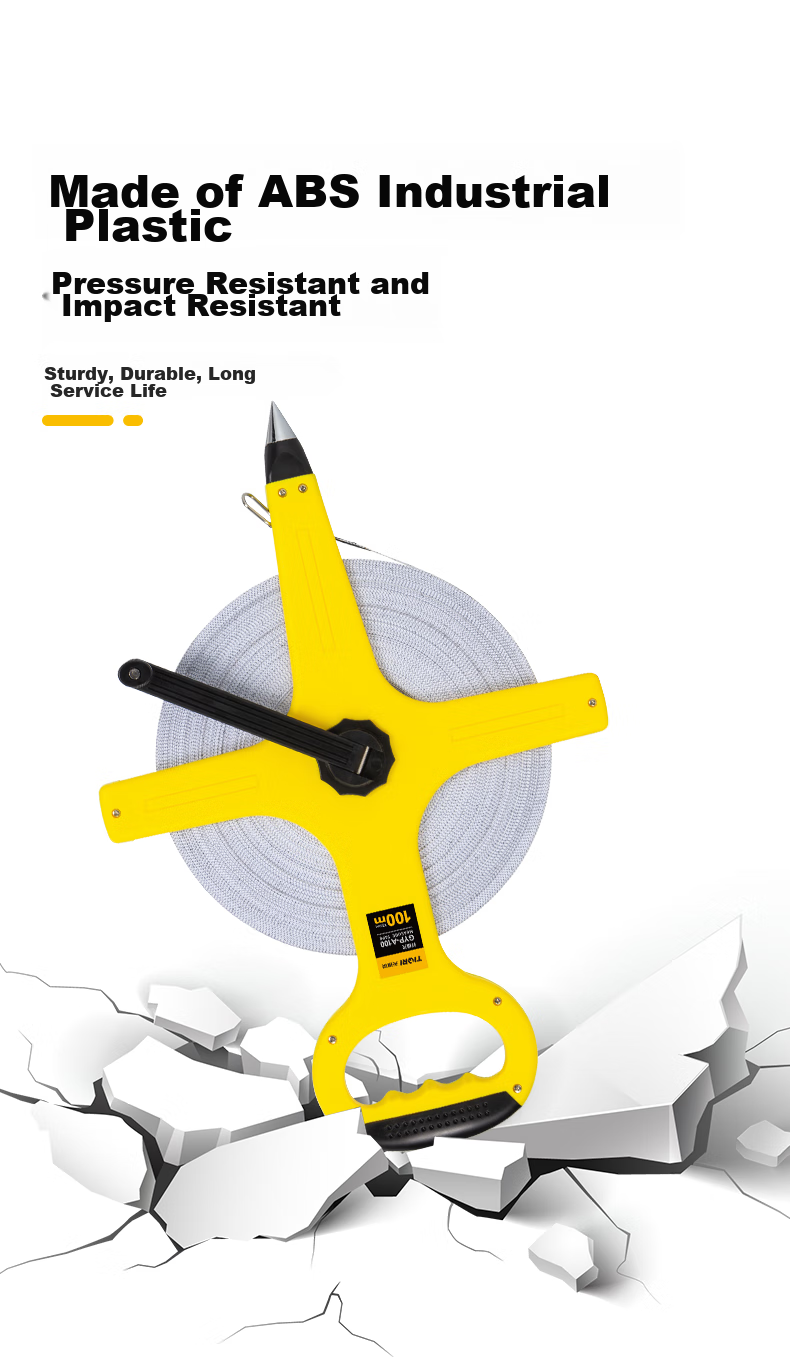 Tianqirui 100-Meter Handheld Fiber Tape Measure, Cross-Shaped Long Tape Measure, Engineering Ruler, Ground Measuring Tape, Leather Tape Measure, Ground Insertion Measuring Ruler 3