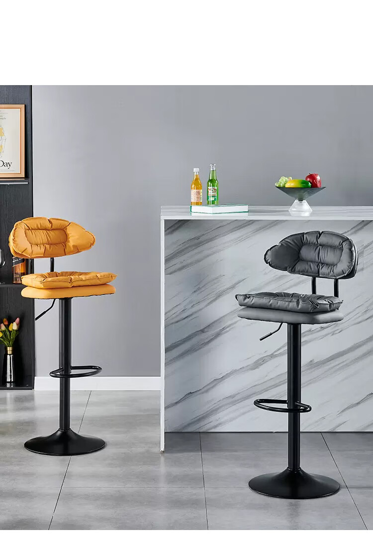 Huakaizhixing Bar Stool, High Chair, Adjustable Height Pub Chair with Backrest, Home Chair BY652 Orange 10