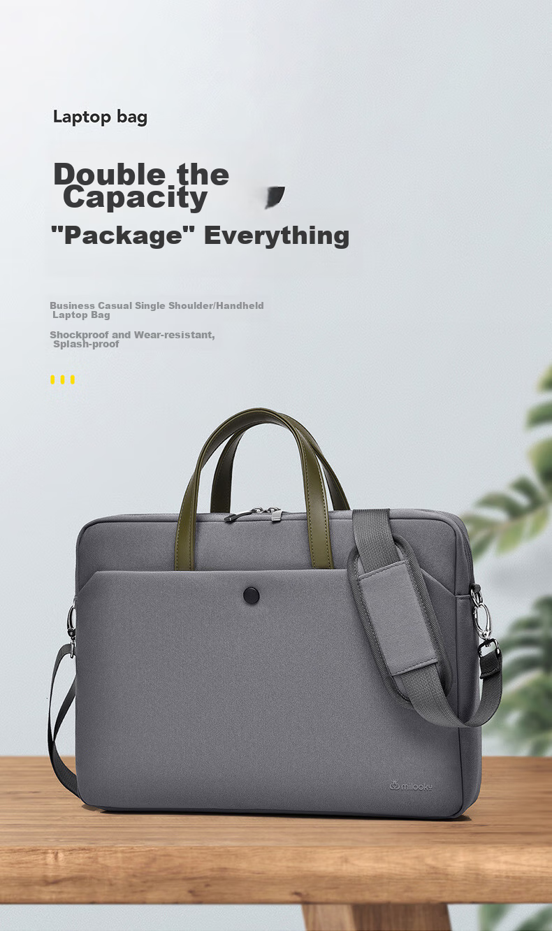 DiyiGongfang (Milooky) Laptop Bag with Handle, 13/14 Inch Large Capacity Business Travel Bag for Huawei Apple Lenovo Honor, Men Women Air Cushion Shockproof Shoulder Bag 1