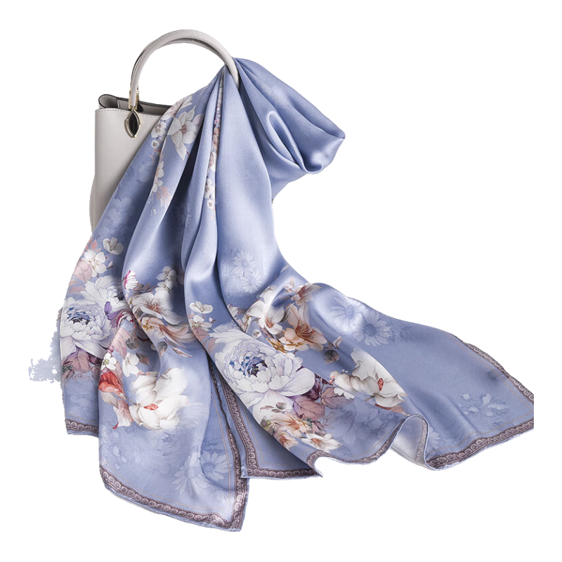 Hangsilu Silk Scarf for Women, Chinese Style Long Scarf, Mulberry Silk Shawl, Birthday Gift, Mid-Autumn Festival Gift for Mom And Teachers