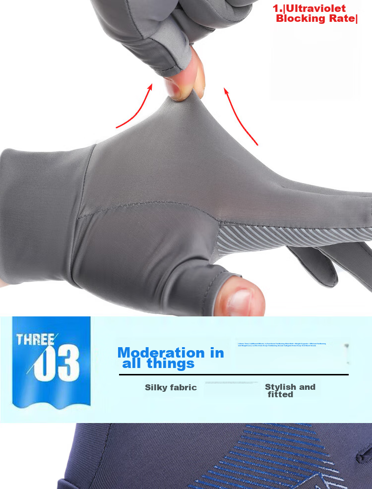 BIKEBROS Outdoor Cycling Gloves, Summer Thin, Non-Slip, Ice Silk, Driving, Fishing Gloves, Cycling Equipment, Two-Fingered 7
