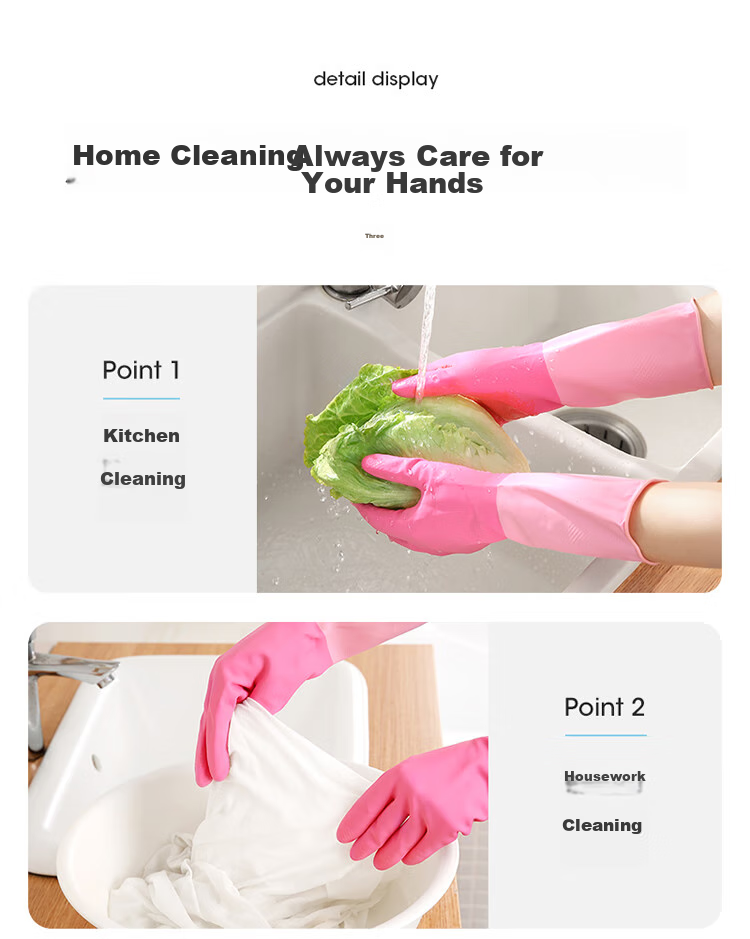 MARYYA Household Gloves, 1 Pair, Large Size, 30cm Extended, Thickened, Durable, Waterproof, Non-Slip, Latex Leather, for Dishwashing And Kitchen Cleaning 3