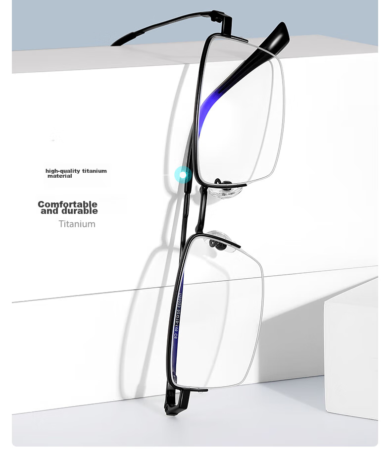 Pulais Reading Glasses for Men, High-End Business Semi-Rimless Imported HD Anti-Blue Light Reading Glasses, Father's Day Gift Box, 100 Degrees 20