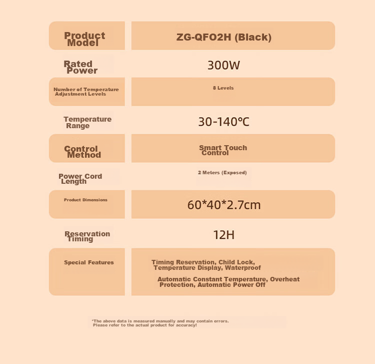 CHIGO Food Warming Plate, Hot Food Plate, Heating Plate, 2025 New Model Heating Table Mat, Rectangular Household Multifunctional Dining Table Hot Food Device, QF02H 26