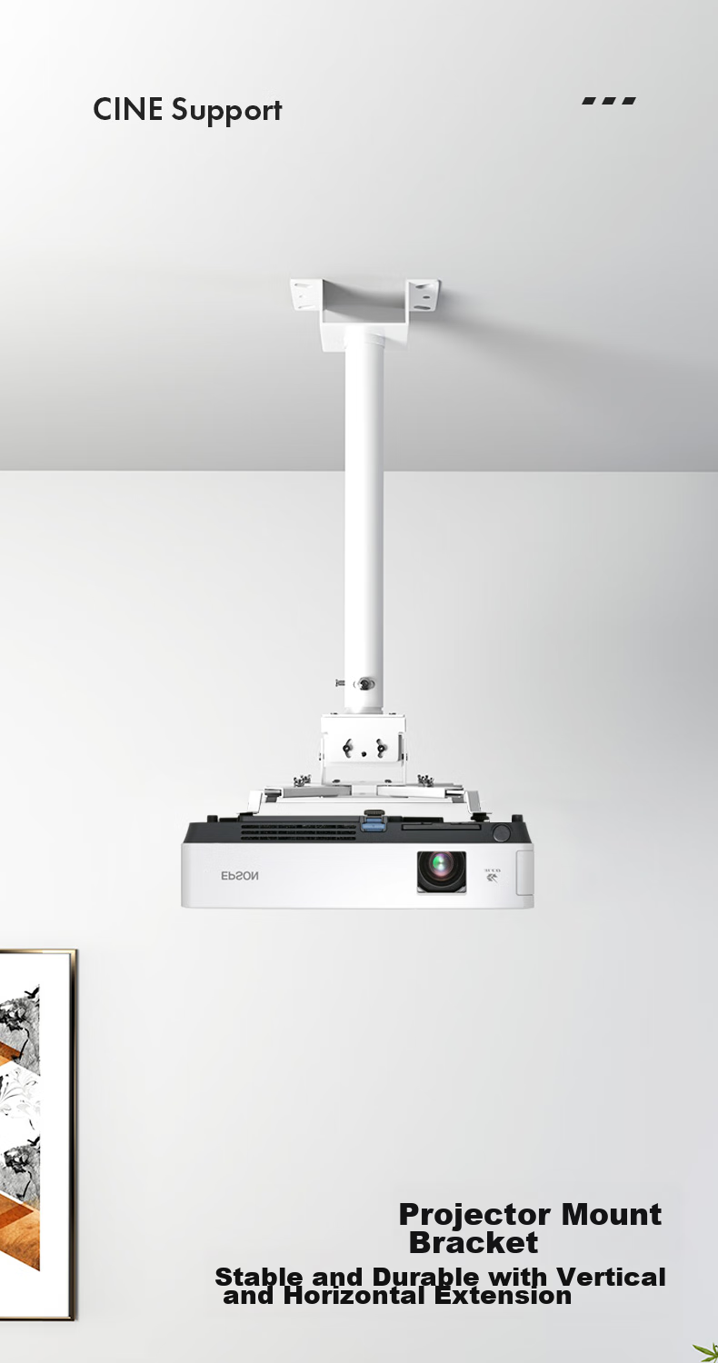 CINE Projector Ceiling Mount Bracket Thickened Extendable Hanging Bracket for Epson, BenQ, Sony, Panasonic Home And Commercial Projectors 1 Meter (55-93cm) White 1