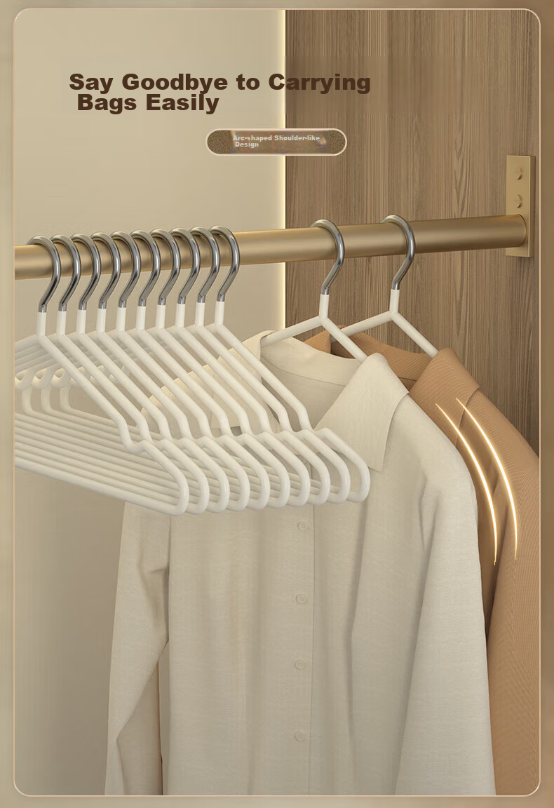 MENGTING Plastic-Coated Hangers, Non-Slip And Seamless Dipped Coat Hangers, Adult Clothes Hangers for Laundry, 30 Pieces, White 3