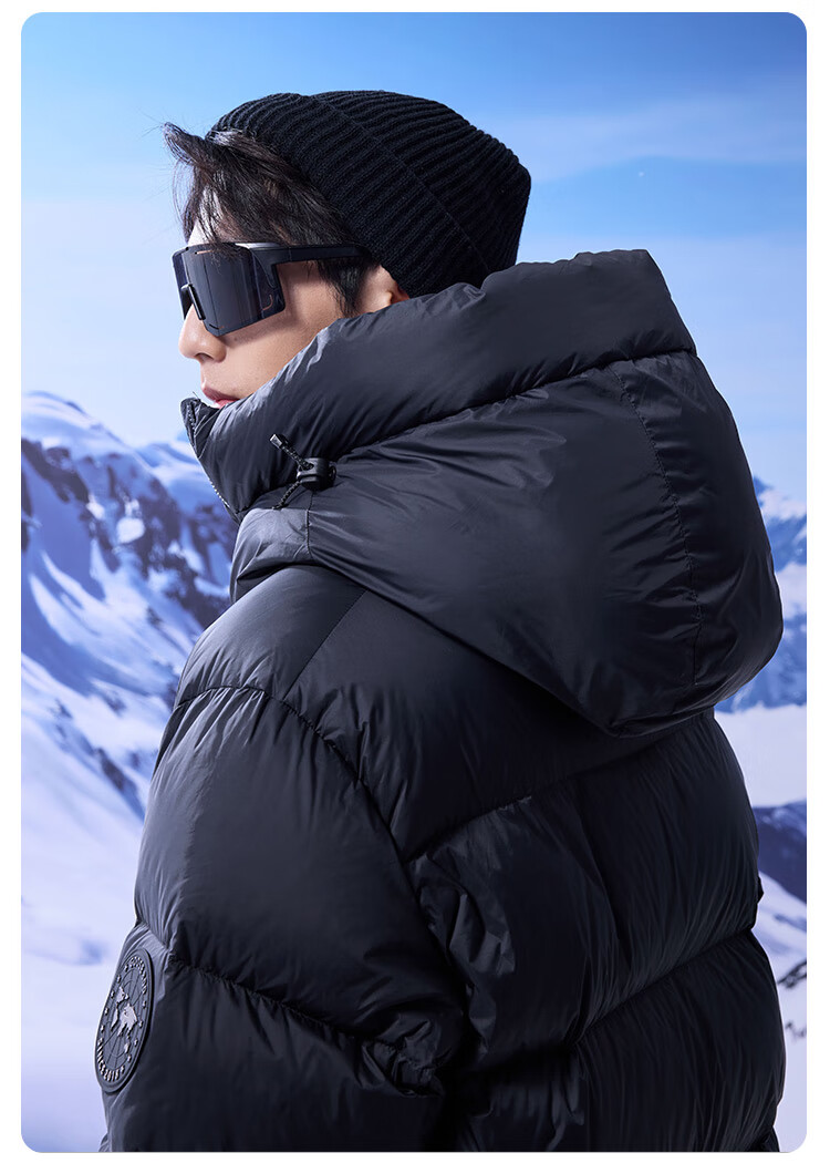 JD Original Black Gold Goose down Jacket, 95% Goose Down Coat, Unisex Thick Short Winter Outerwear, 185g Filling, Black L 20