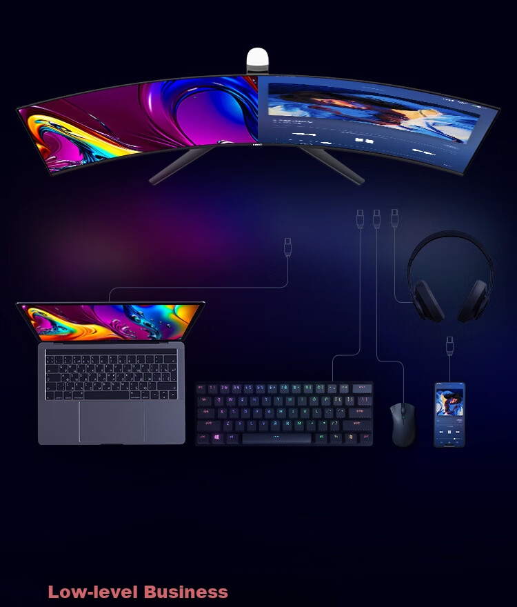 HKC 49-Inch QD-OLED Curved 5K, 240Hz Ultra-Wide Gaming Screen, HDR400, Hardware Low Blue Light, 10bit, E-Sports Type-C 90W, Rotatable And Height-Adjustable Monitor GS49UK 16