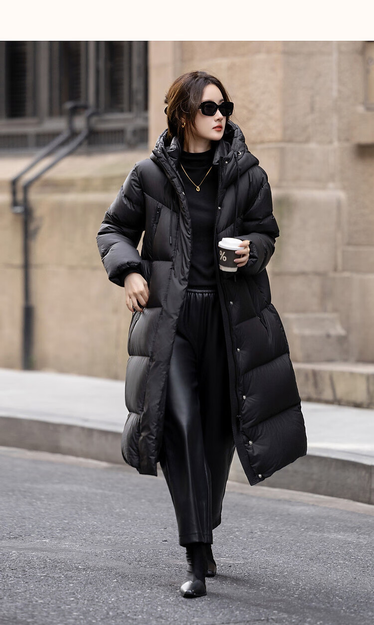 Dme [Qing Nuan Yun Duo Series] Winter Outdoor Hooded 90% Duck Down Thickened Over-Knee Long down Warm Coat 12