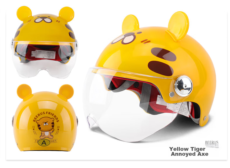 BIGBRO K15 Children's Model, Khaki Panda, New National Standard 3C Certified Motorcycle And Electric Bike Riding Helmet, Unisex for All Seasons, Sun Protection, for Electric Scooters, Summer Half Helmet 19