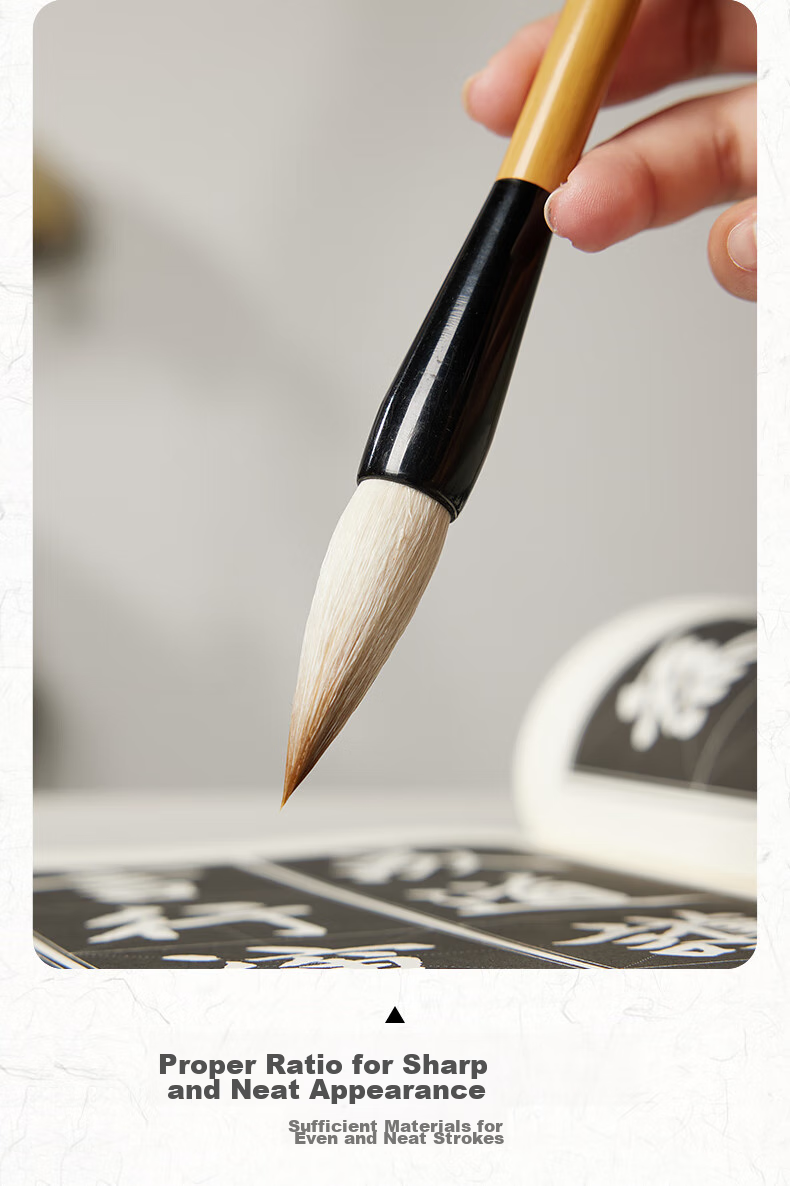 Yushuihu Flexible And Suitable Two-Wolf Sheep Mixed Hair Brush Calligraphy for Beginners, Specialized for Regular Script, Running Script, Clerical Script, Seal Script, Elementary School Students' Beginner Writing Practice, Chinese Painting, And Large/Medium/Small Regular Script Medium Size 3