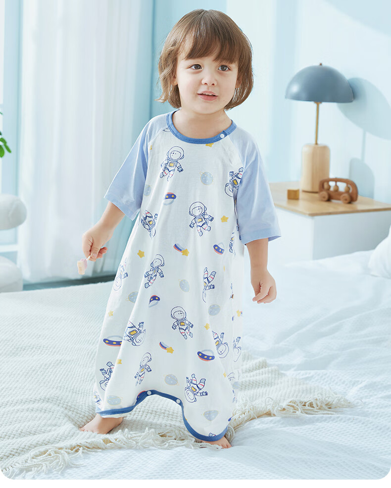 Beitaisi Baby Sleeping Bag, Summer Thin Style, Children's Cotton Nightgown, Home Air Conditioning Anti-Kick Blanket, Integrated Pajamas, Bella, Size 73 26