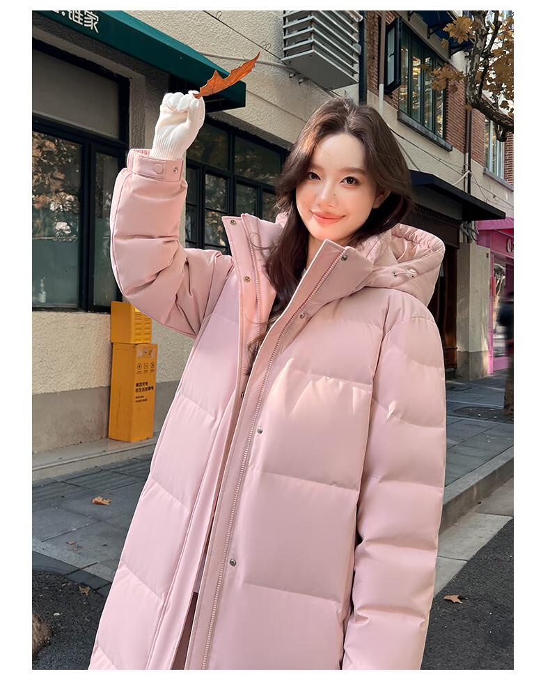 Yalu Solid Color Long down Coat for Women, Winter 2026 New Style, Loose-Fitting Over-Knee Thickened Warm Couple's Mid-Length Coat for Outdoor Activities 15