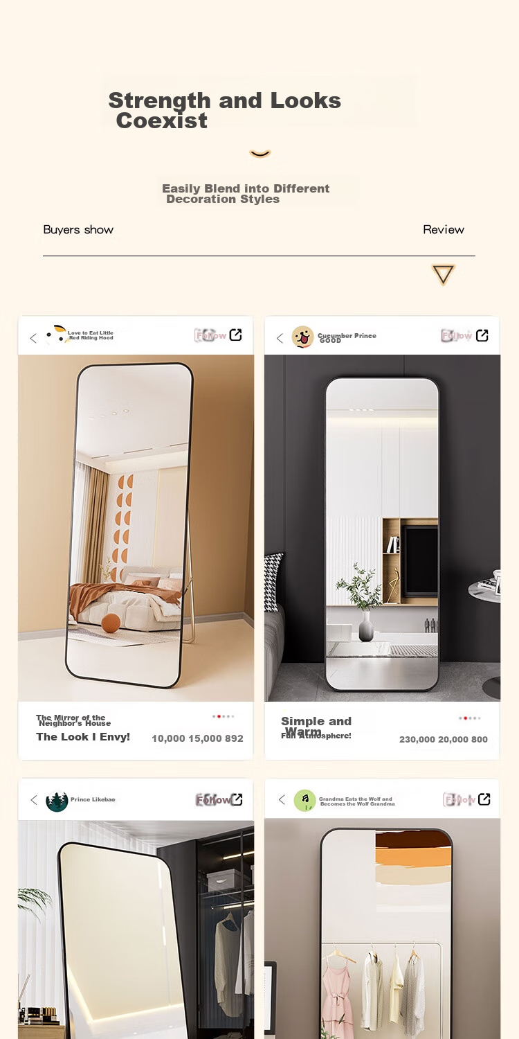 Anerya Floor Mirror, Home Wall-Mounted Full-Length Mirror, Popular Wall-Hanging Mirror, Bedroom Wall-Mounted Dressing Mirror 3