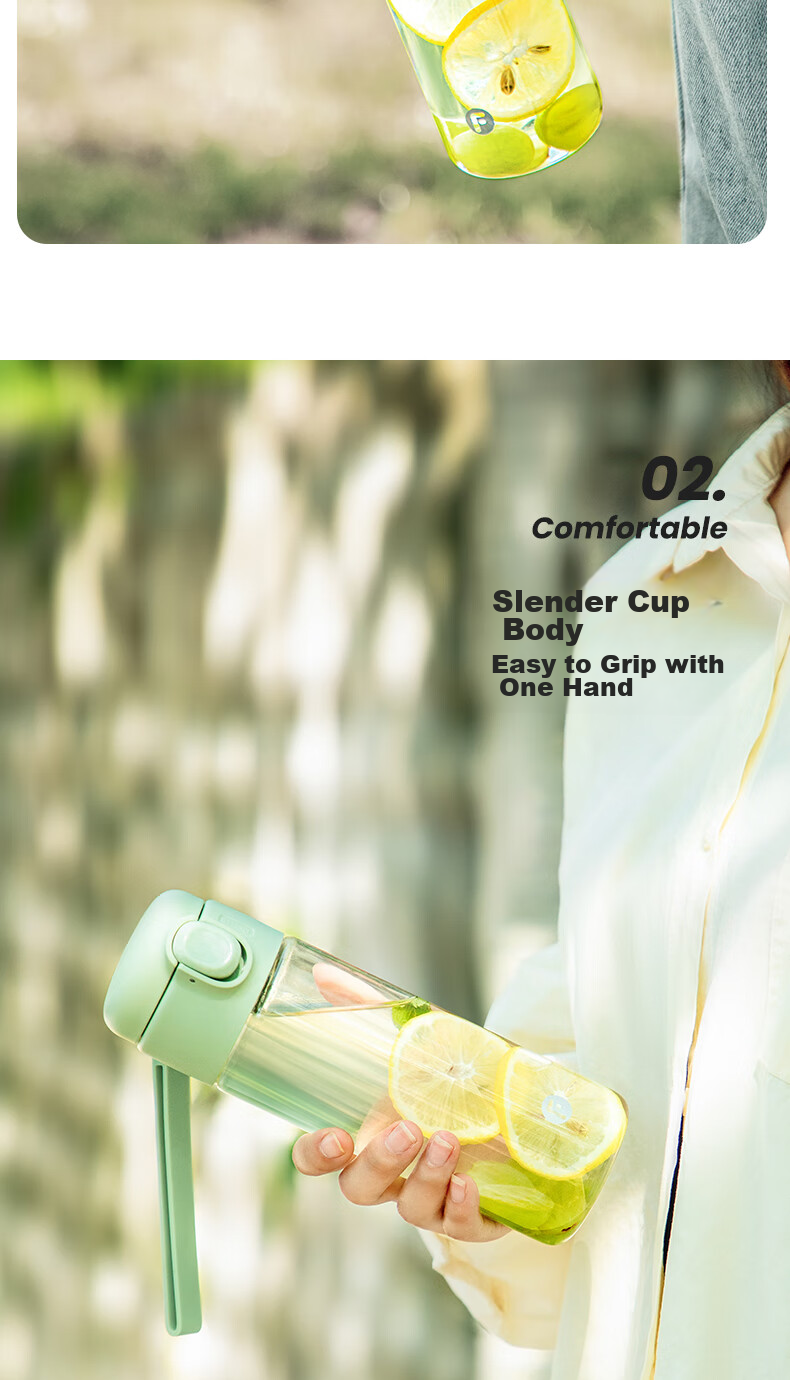Fuguang Tritan Plastic Water Bottle with Straw for Men, Women, Adults, Convenient Sports And Children's Student Water Cup 480ml 7