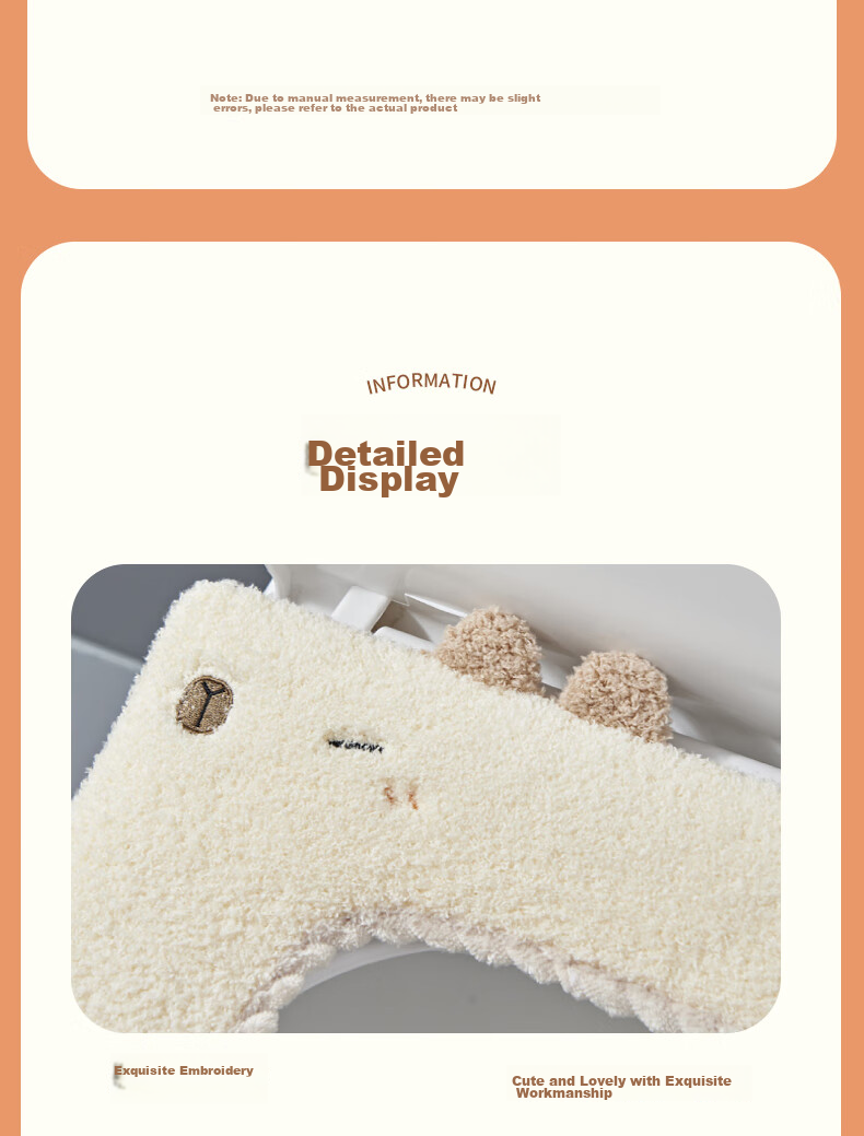 Baicaoyuan Toilet Seat Cover, Thickened PU Leather, Soft And Washable, Adhesive Padded Toilet Seat Cushion, Cloud Velvet, All-Season Universal Toilet Seat Cover Ring 13