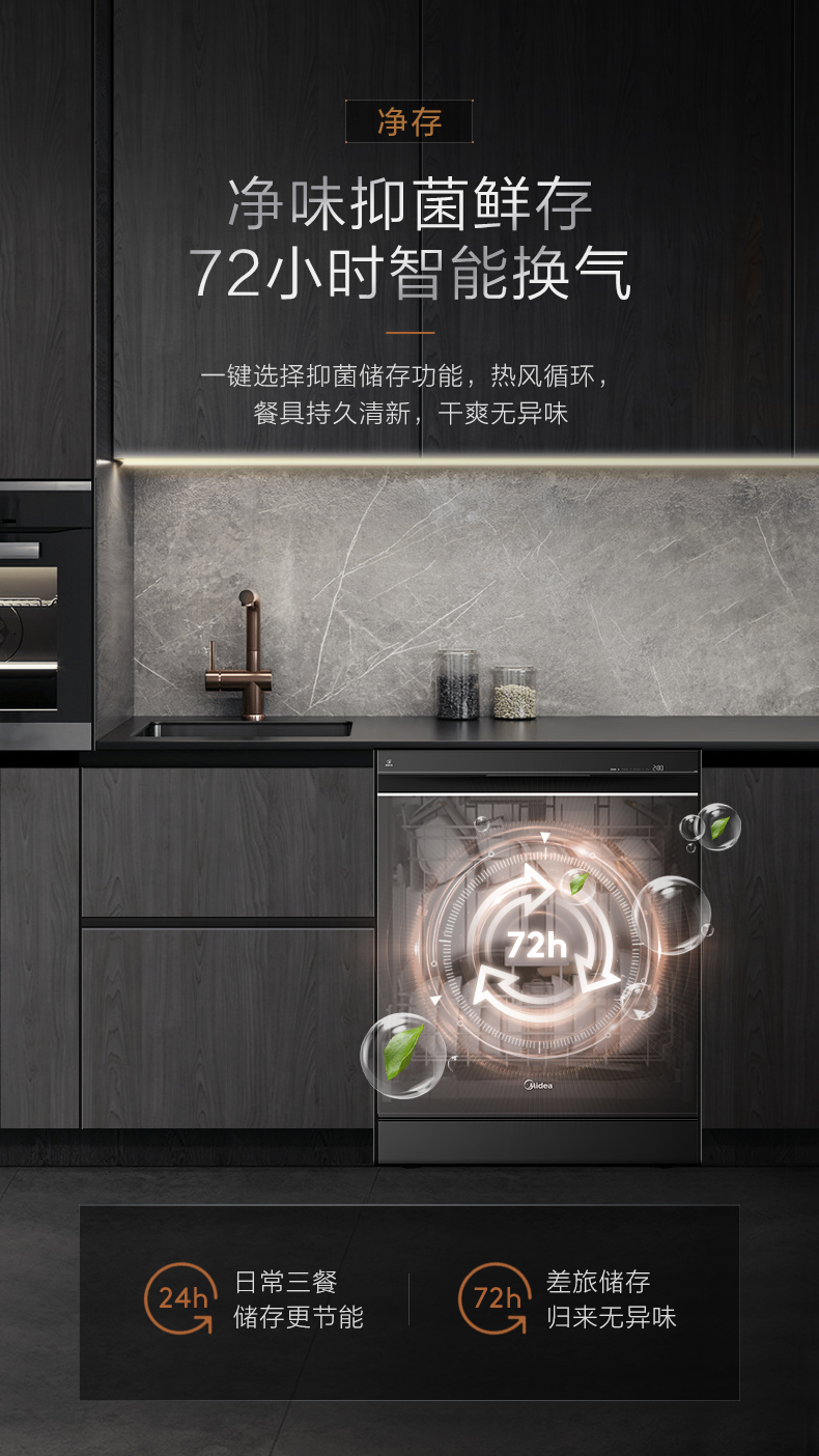 38154-美的(Midea)16套大容量 嵌入式 三星消毒 双驱变频 分层洗 极光洗碗机 独立式 智能家电 全自动刷碗机JV800-详情图
