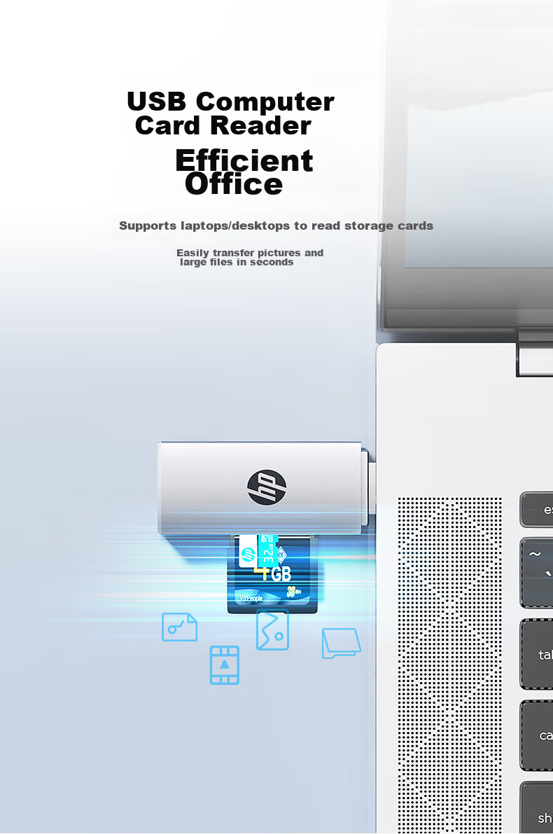 HP USB Flash Drive Reader SD/TF Multi-Functional All-In Card Reader for Computer, Phone, IPad, Camera, Dash Cam, Surveillance Memory Card Silver 5
