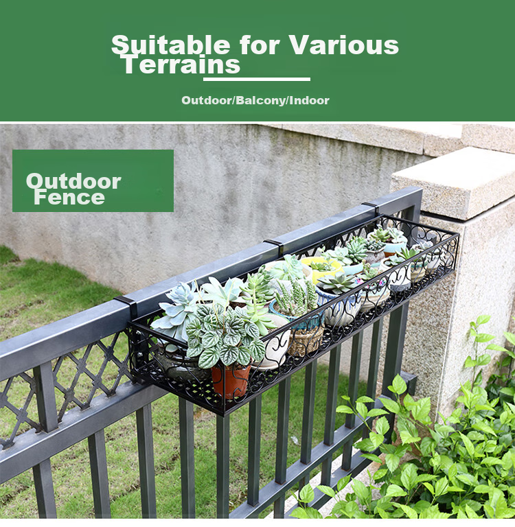 Anerya European-Style Balcony Flower Rack Planter, Wrought Iron Railing Multi-Tier Hanging Flower Pot Rack Wall-Mounted Pothos Succulent Flower Stand 4